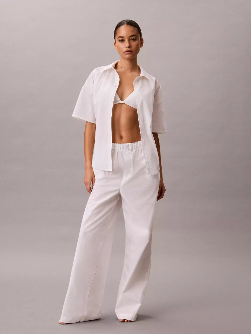 NWT Calvin Klein Cotton Poplin Sleep Pants WHITE XS